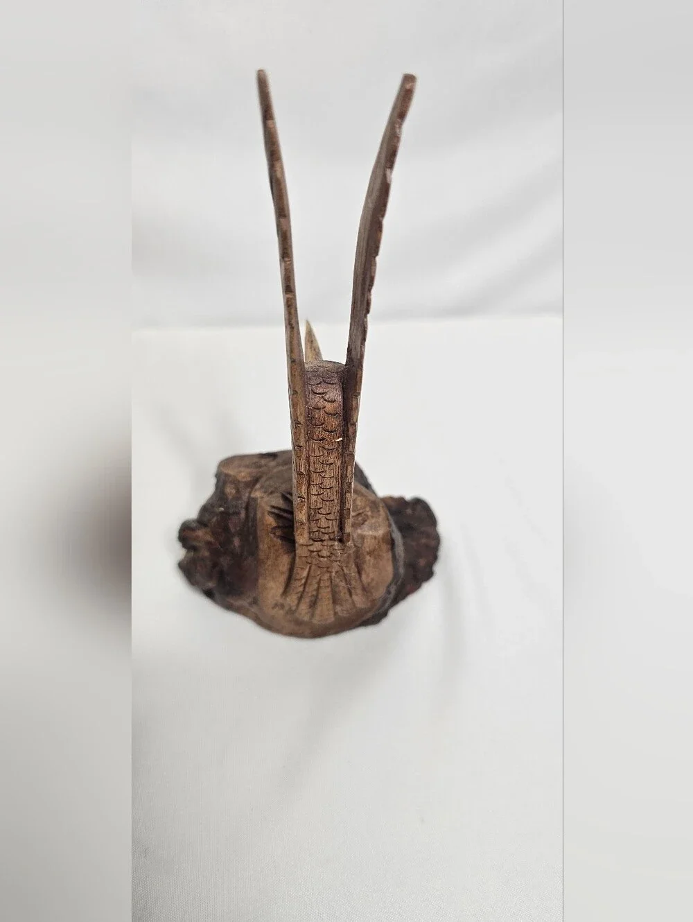 Vintage Hand Carved Wooden Hummingbird Sculpture Ironwood Burl Base Figurine 6" - Picture 3 of 9